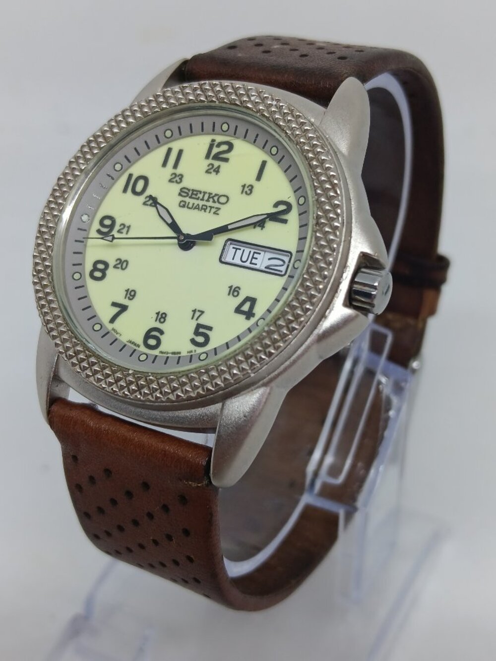 VINTAGE 1999 Seiko SGG443 "Flashlight" Men’s 35mm Lumibrite Dial Day/Date Watch